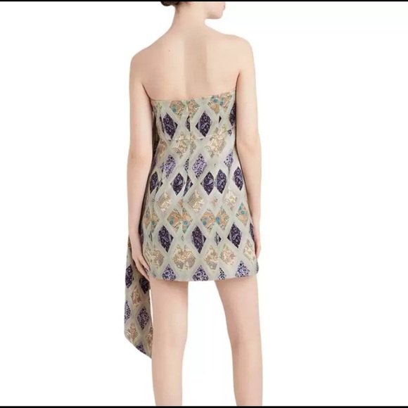 Cinq a Sept Luisa Scarf Cocktail Strapless Silk Mini Dress Size 2 XS NWT - Picture 2 of 6